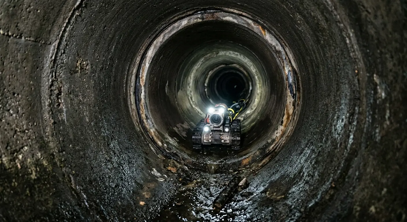 Robotic sewer camera inspecting pipe interior for Sewer Line Repair in Estero